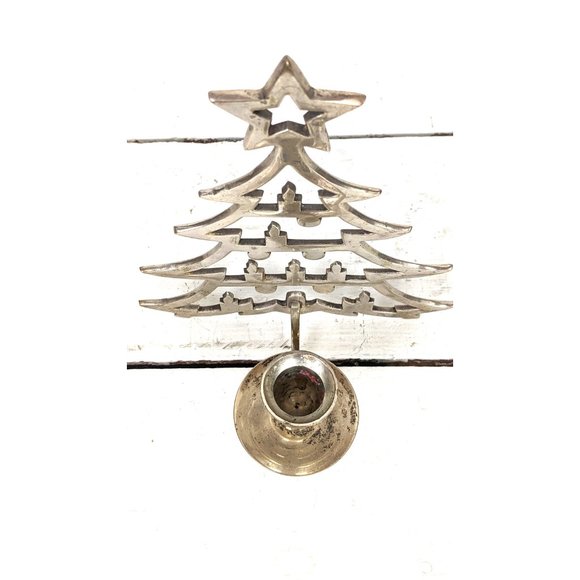 Silver metal Christmas tree taper candle holder - Picture 5 of 6